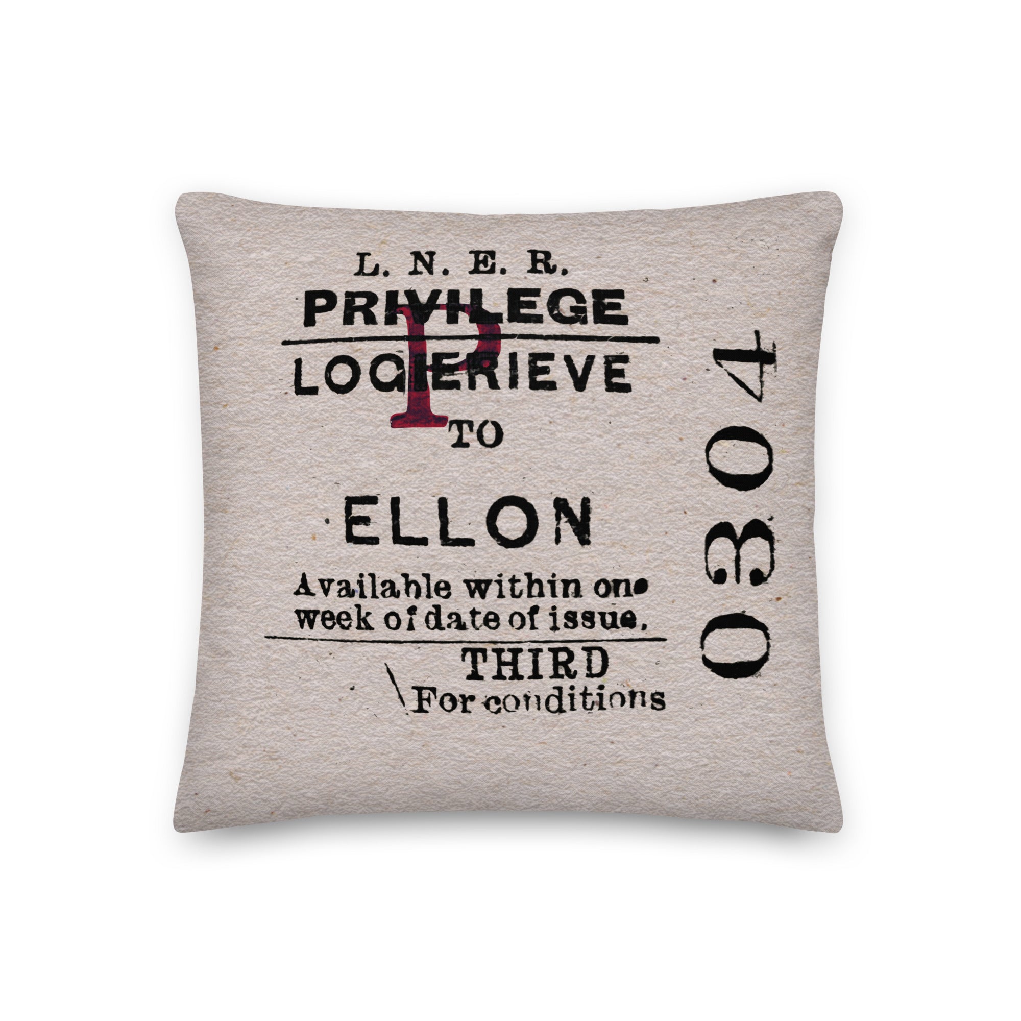 Tickets please! Ellon to Logierieve cushion