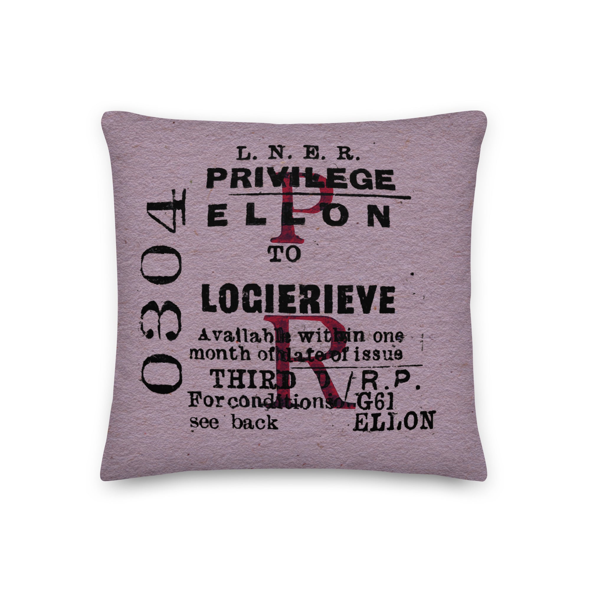 Tickets please! Ellon to Logierieve cushion